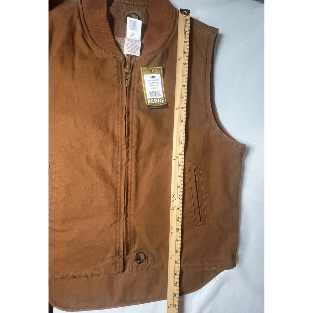 NWTBerne Mens Cotton Duck Work Vest Tan Sherpa lined Sz Medium (40-42) VW530TBC